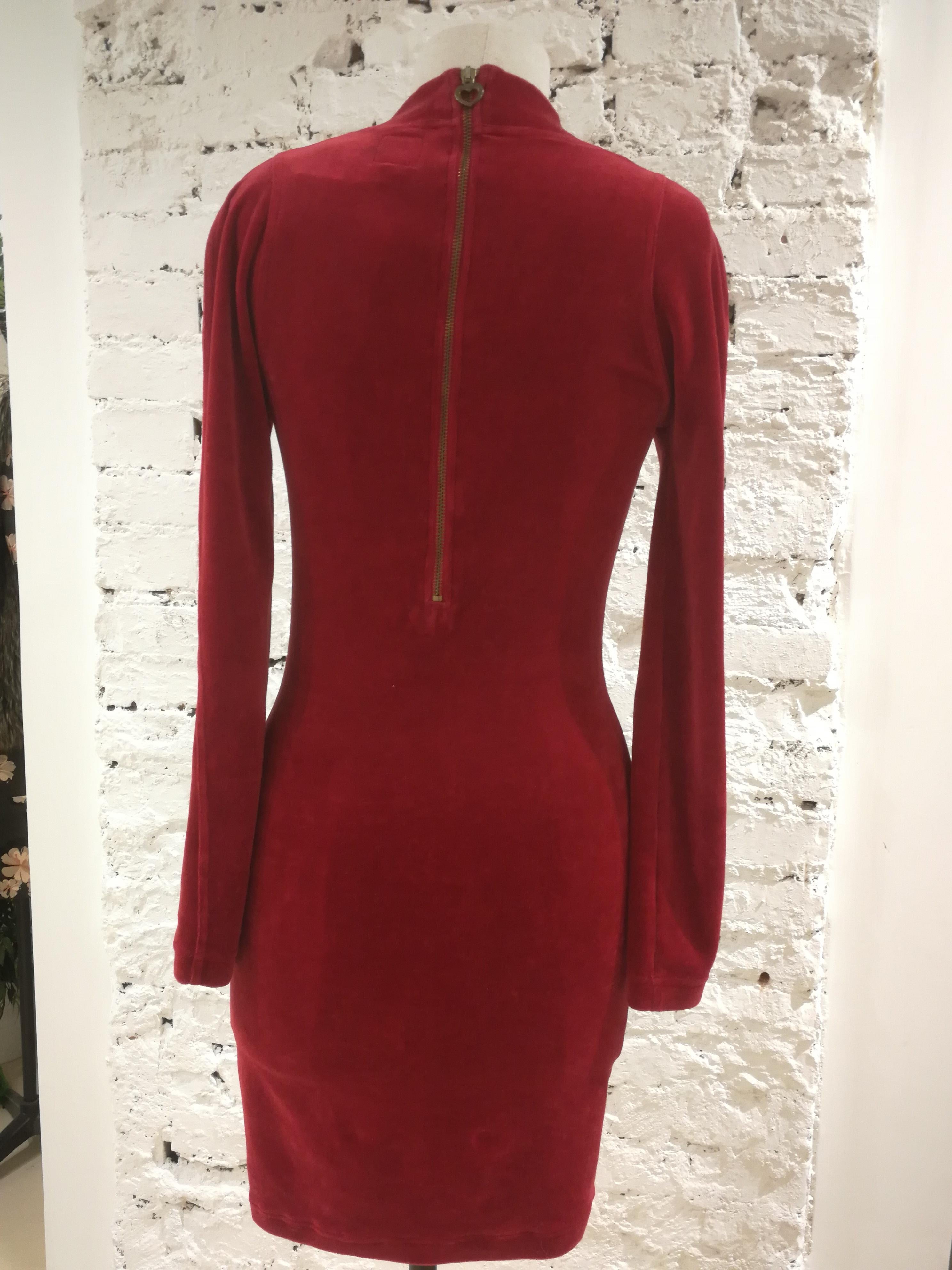 Moschino Red Velvet Peace Dress 5