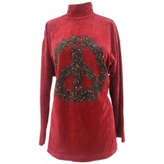 Retro Moschino red velvet t-shirt