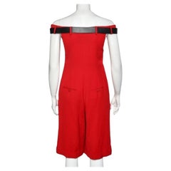 Moschino Red Wool Off shoulder Belted Detail Playsuit M