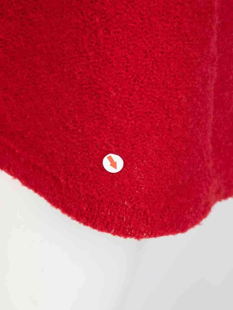 Moschino Rotes ärmelloses Kleid aus Wolle mit Polkadotbesatz Größe XS Damen im Angebot