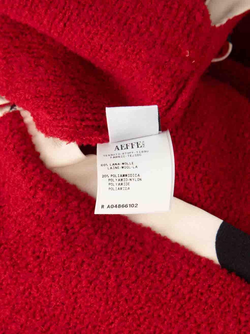 Moschino Rotes ärmelloses Kleid aus Wolle mit Polkadotbesatz Größe XS im Angebot 2