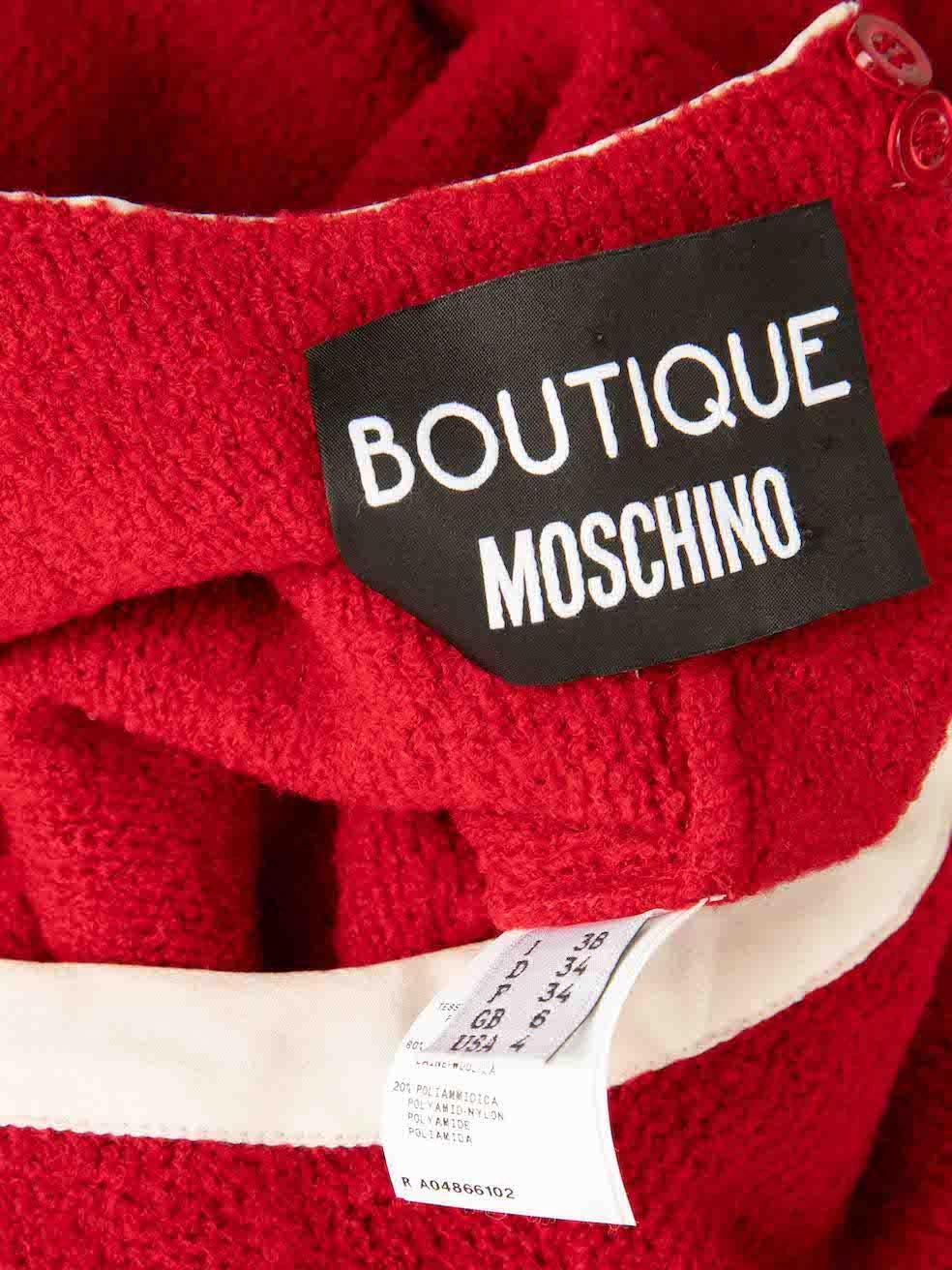 Moschino Red Wool Sleeveless Polkadot Trim Dress Size XS For Sale 3