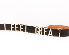 Moschino Redwall I Feel Great Leather Belt (Size 42)