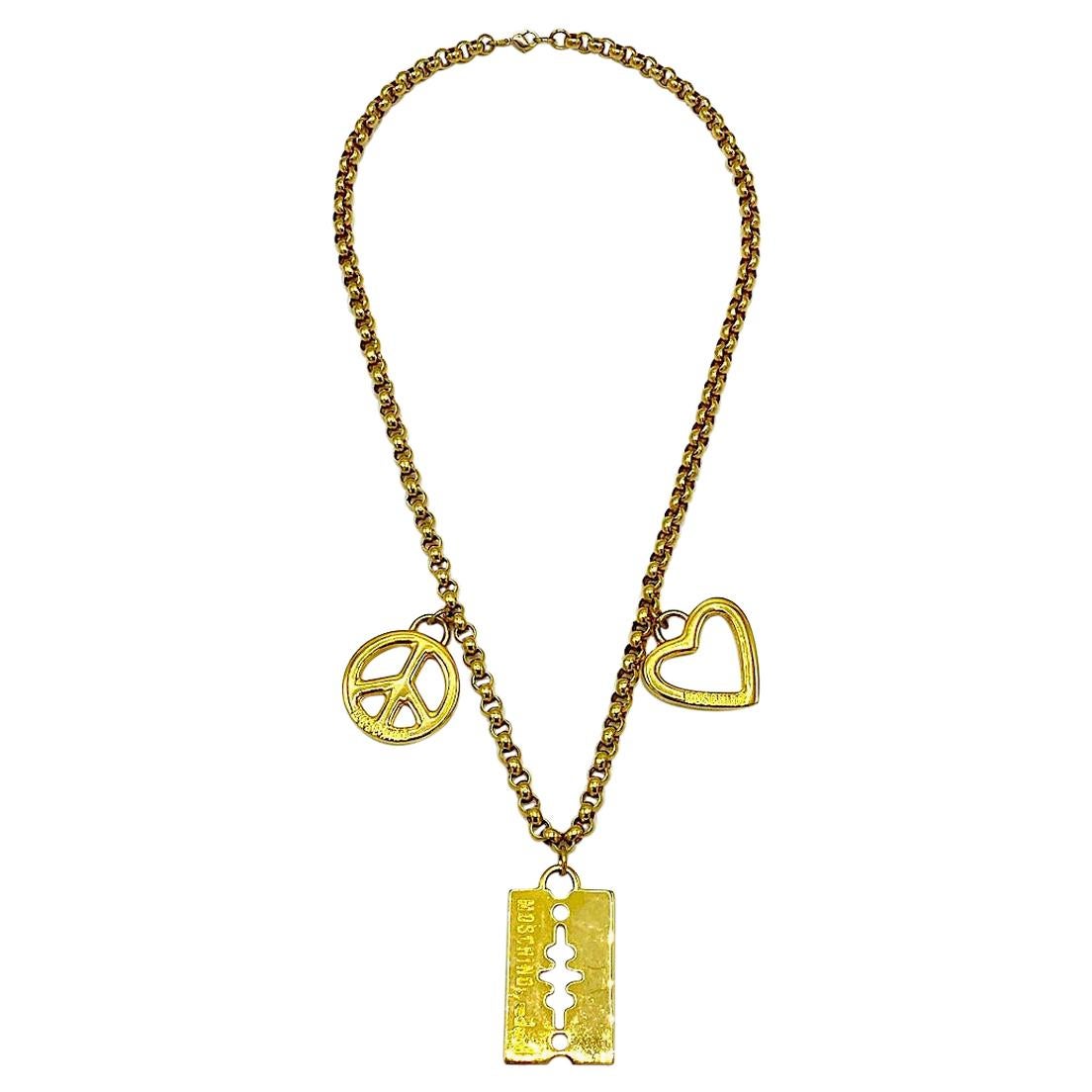 Moschino Redwall Italian 1990s Charm Necklace