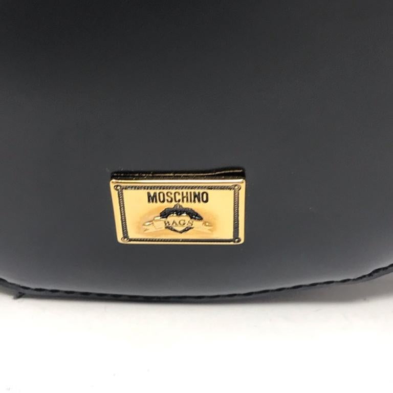 Moschino Redwall Red Black Leather Heart Bag Vtg