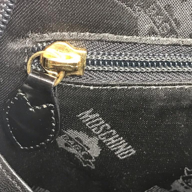 Moschino Redwall Red Black Leather Heart Bag Vtg 1