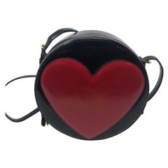 Moschino Redwall Red Black Leather Heart Bag Vtg