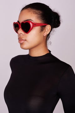 Moschino Retro Red Love Heart Shaped Sunglasses (MO585-01S)