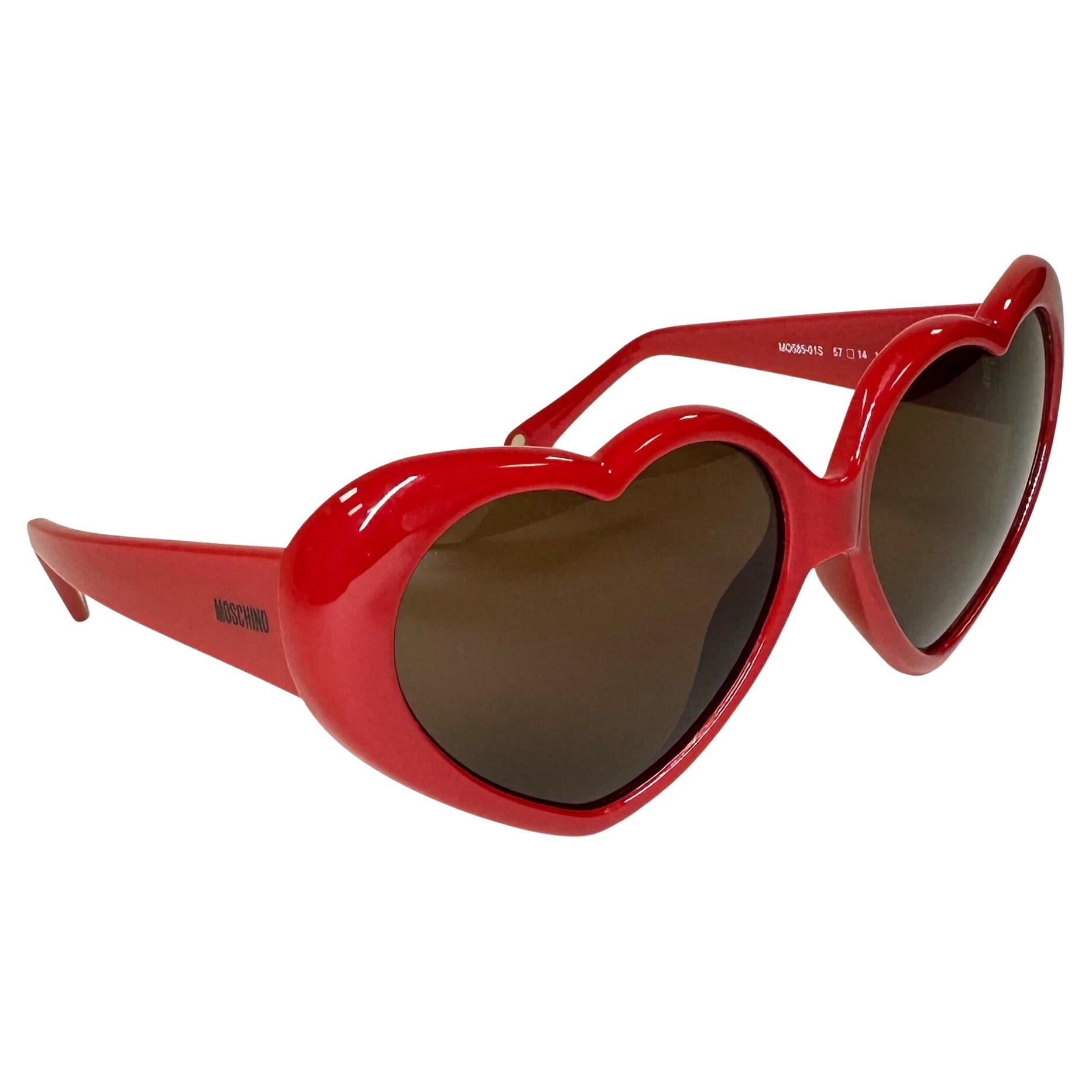 Moschino Retro Red Love Heart Shaped Sunglasses (MO585-01S) For Sale