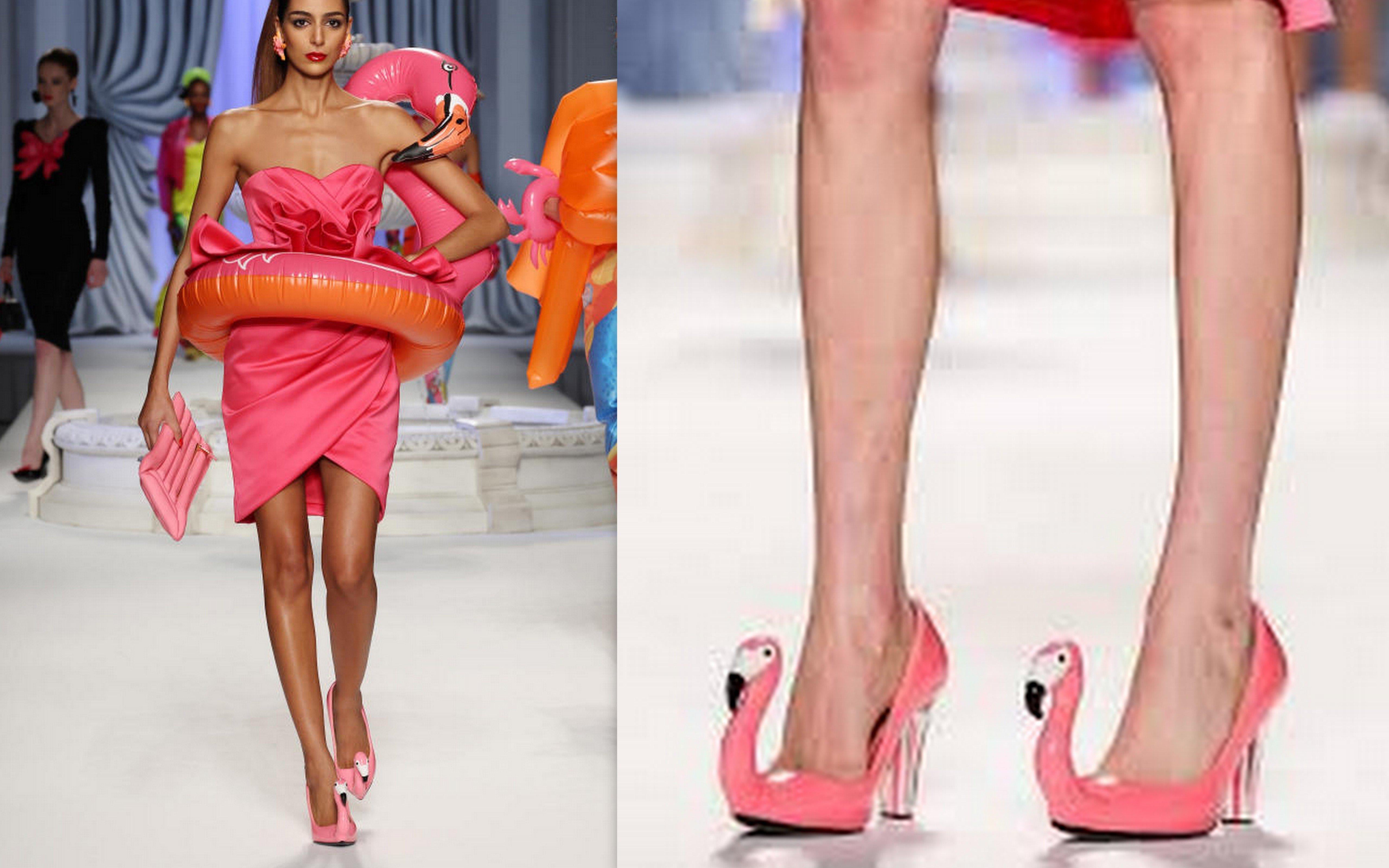 Moschino  Défilé Jeremy Scott  Chaussures flamingo inflatables roses  Taille 40   NEW  en vente 3