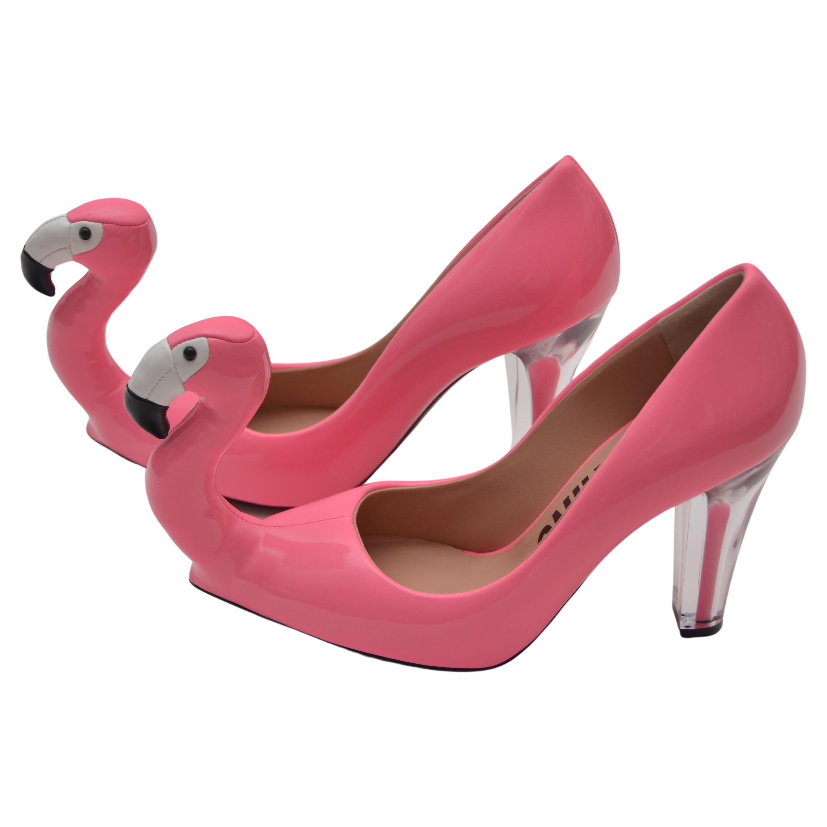 Moschino  Runway Jeremy Scott  Pink Inflatable Flamingo Shoes  Size 40   NEW  For Sale