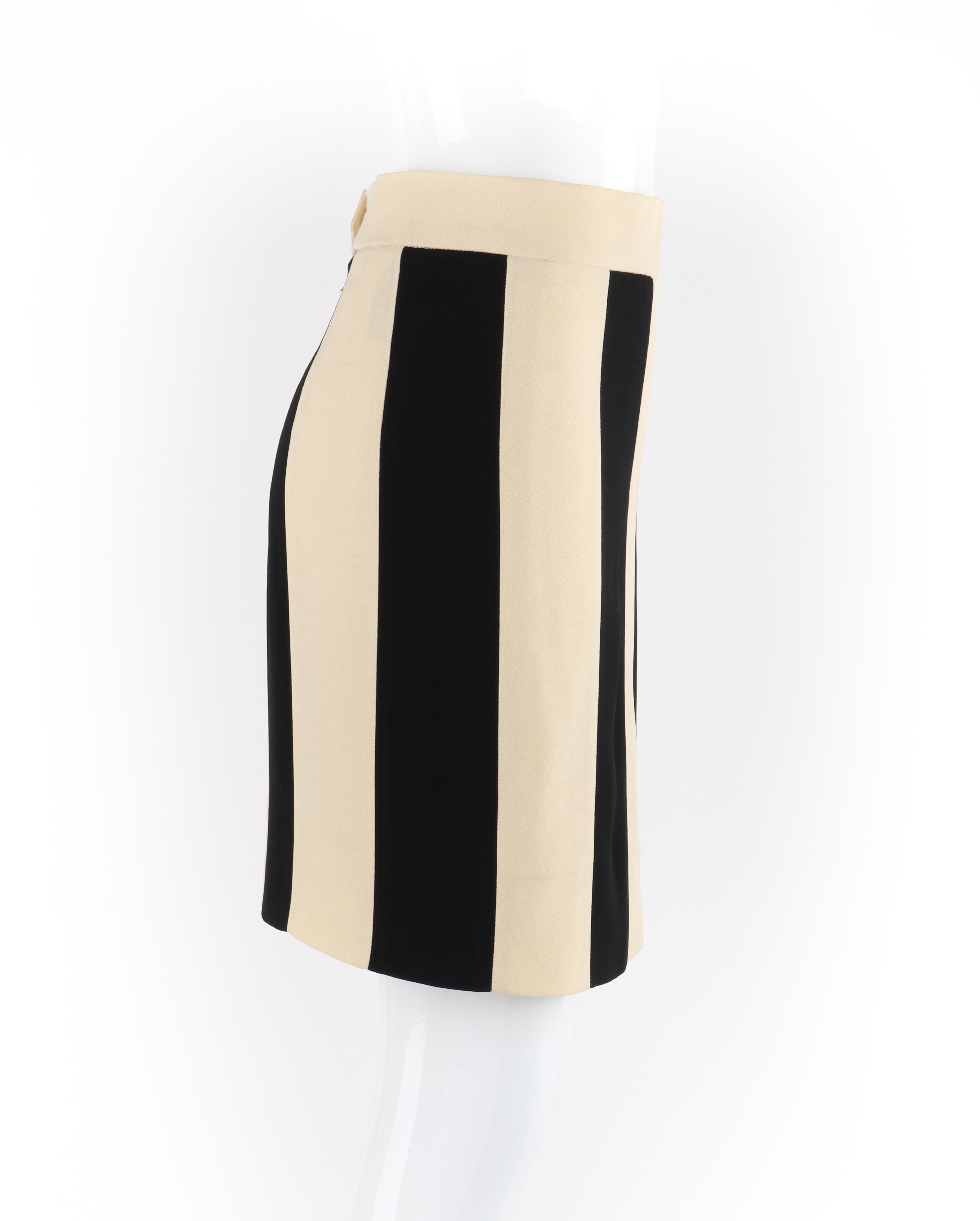 White MOSCHINO S/S 2006 Cheap & Chic Ivory Black Vertical Panel Striped A-Line Skirt For Sale