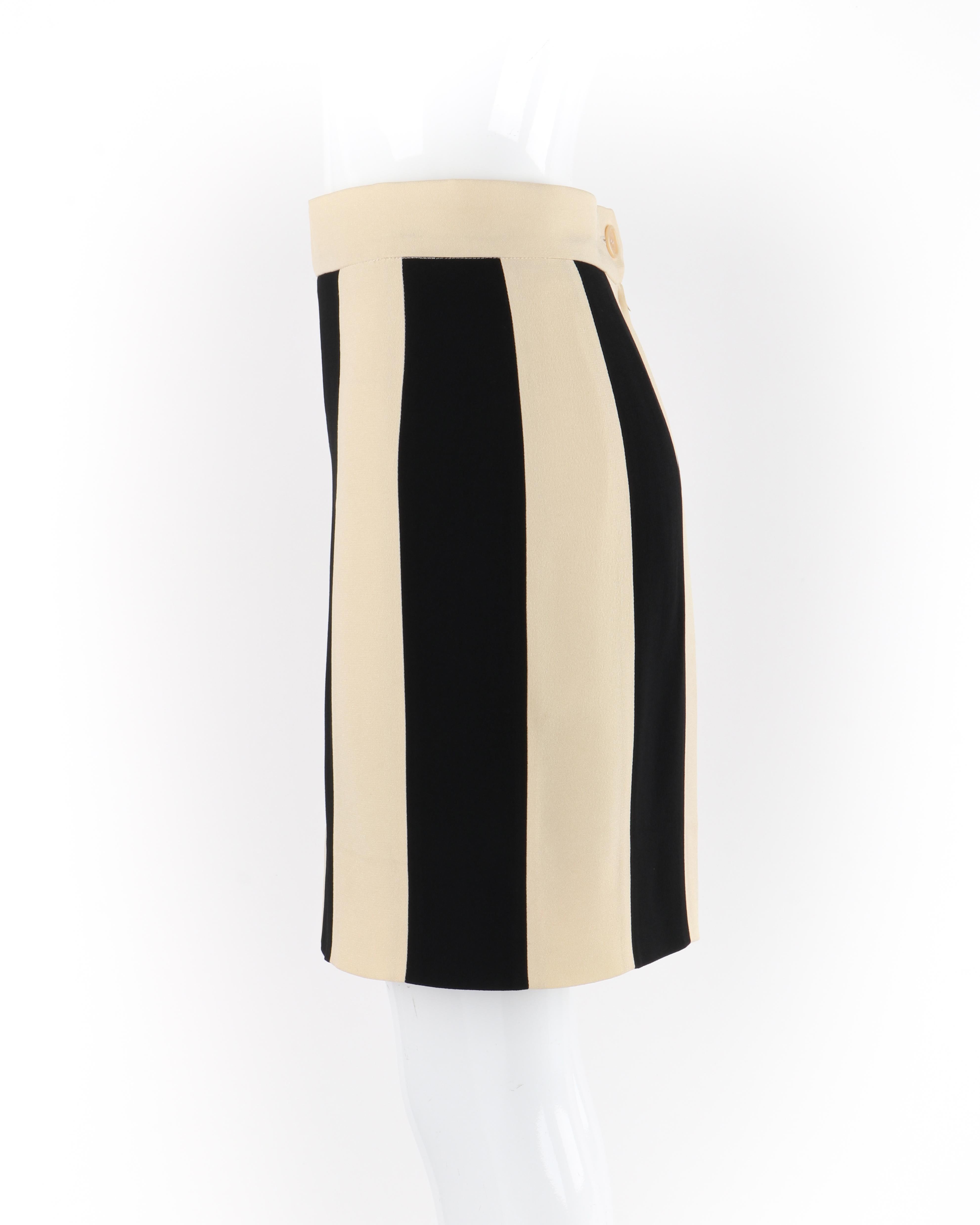 Women's MOSCHINO S/S 2006 Cheap & Chic Ivory Black Vertical Panel Striped A-Line Skirt For Sale