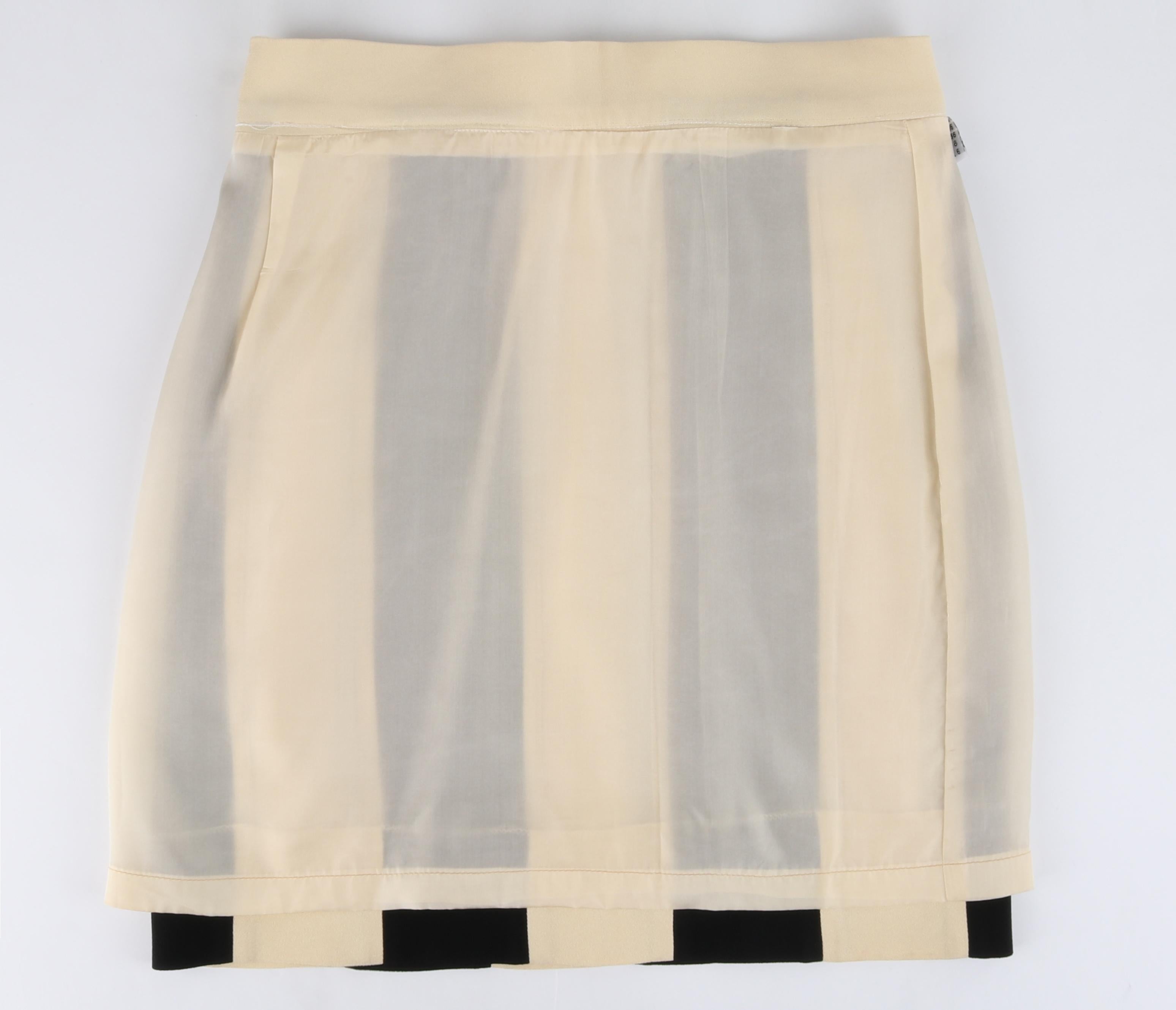 MOSCHINO S/S 2006 Cheap & Chic Ivory Black Vertical Panel Striped A-Line Skirt For Sale 2