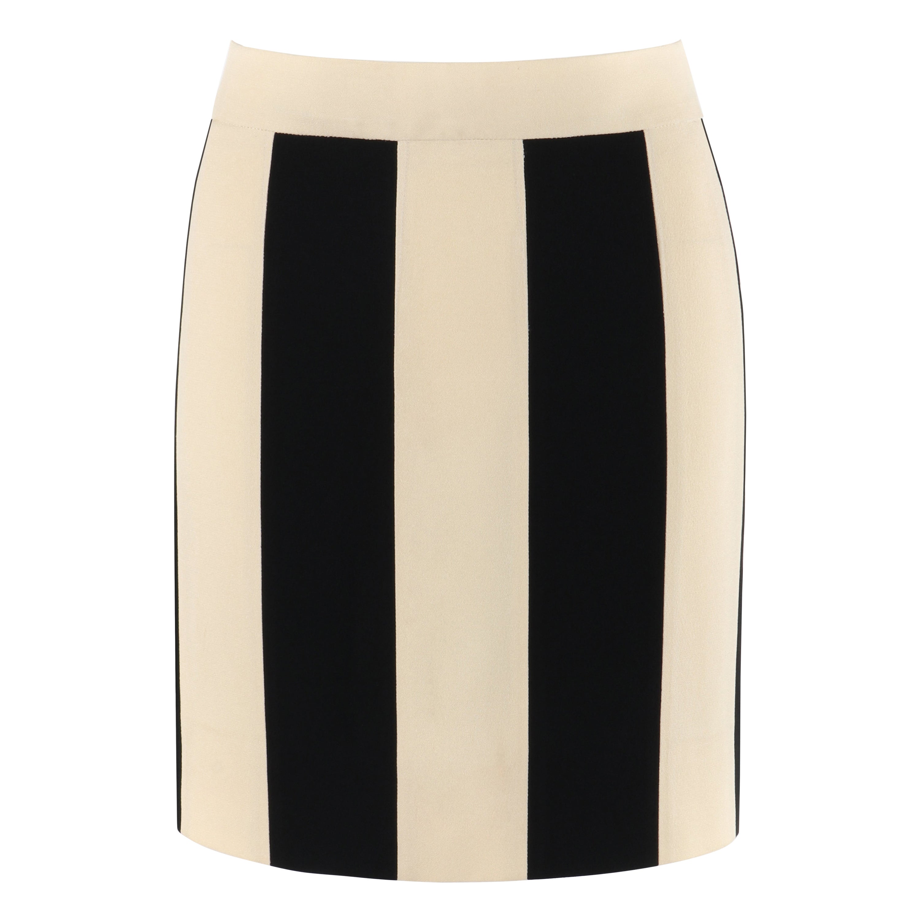 MOSCHINO S/S 2006 Cheap & Chic Elfenbein Schwarzer gestreifter A-Linien-Rock mit Vertikaler Platte