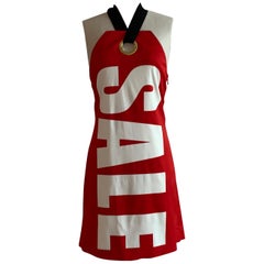 Moschino Sale Tag Halter Dress White and Red