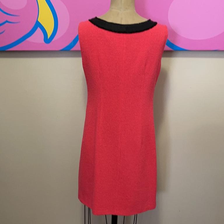Red Moschino Salmon Wool Boucle Shift Dress For Sale