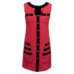 Moschino Salmon Wool Boucle Shift Dress