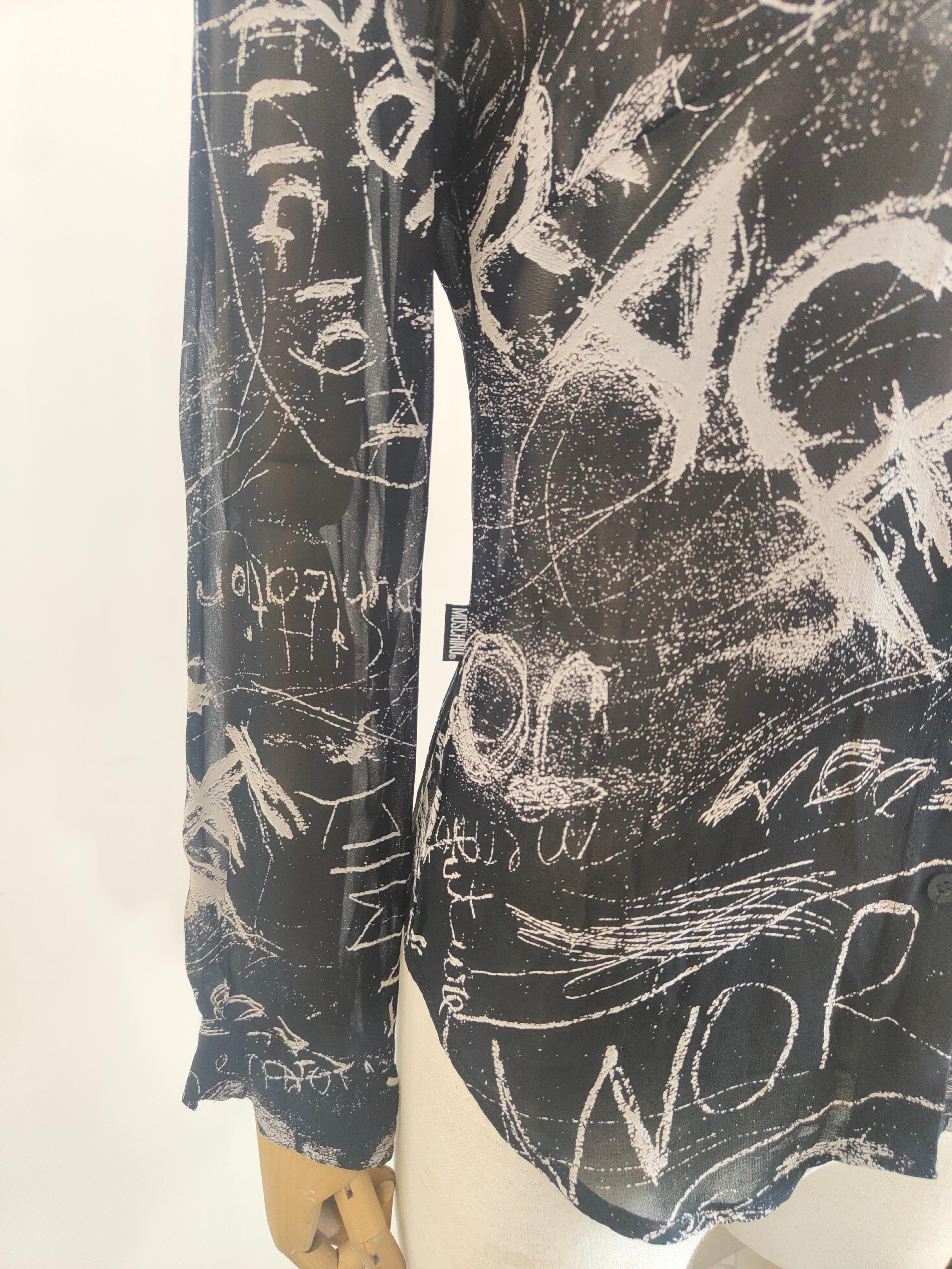 Moschino see through graffiti shirt In Excellent Condition For Sale In Capri, IT