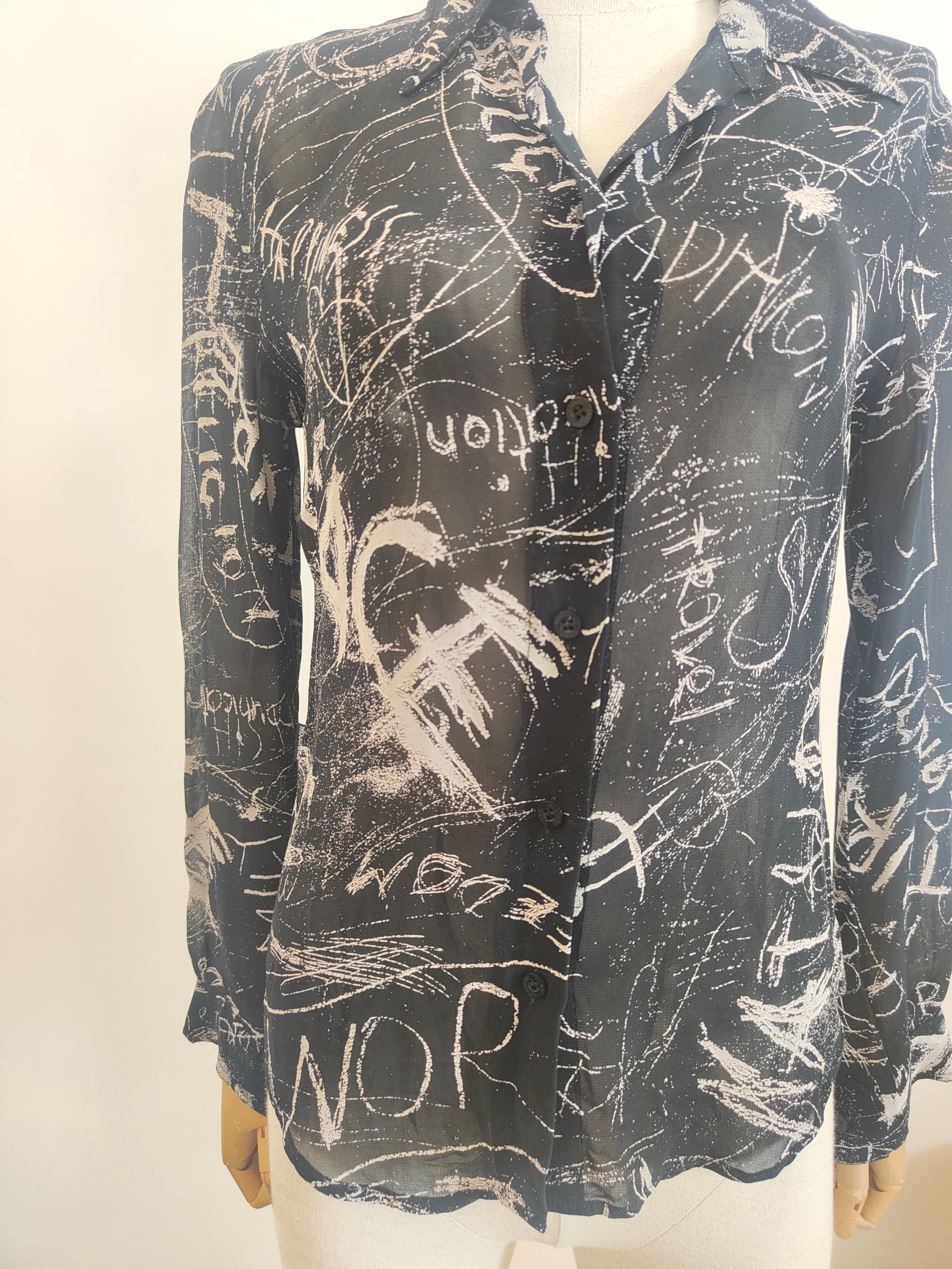 Moschino see through graffiti shirt For Sale 1