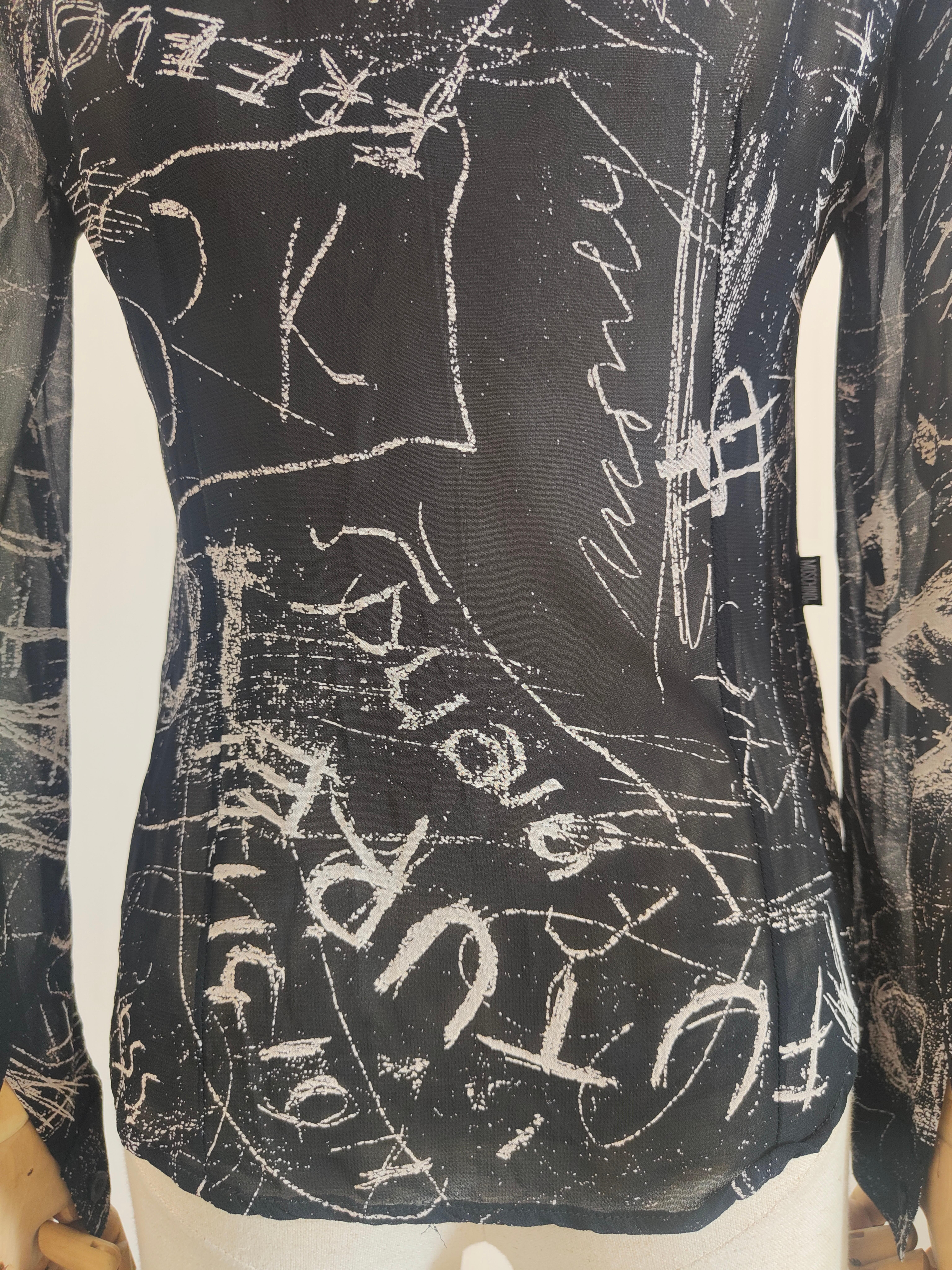 Moschino see through graffiti shirt For Sale 3