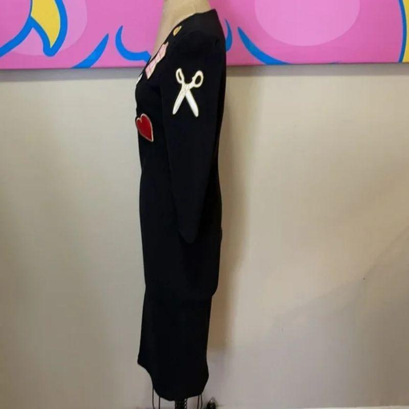 Moschino Sewing Black Sheath Dress Scissors Heart In Excellent Condition For Sale In Los Angeles, CA