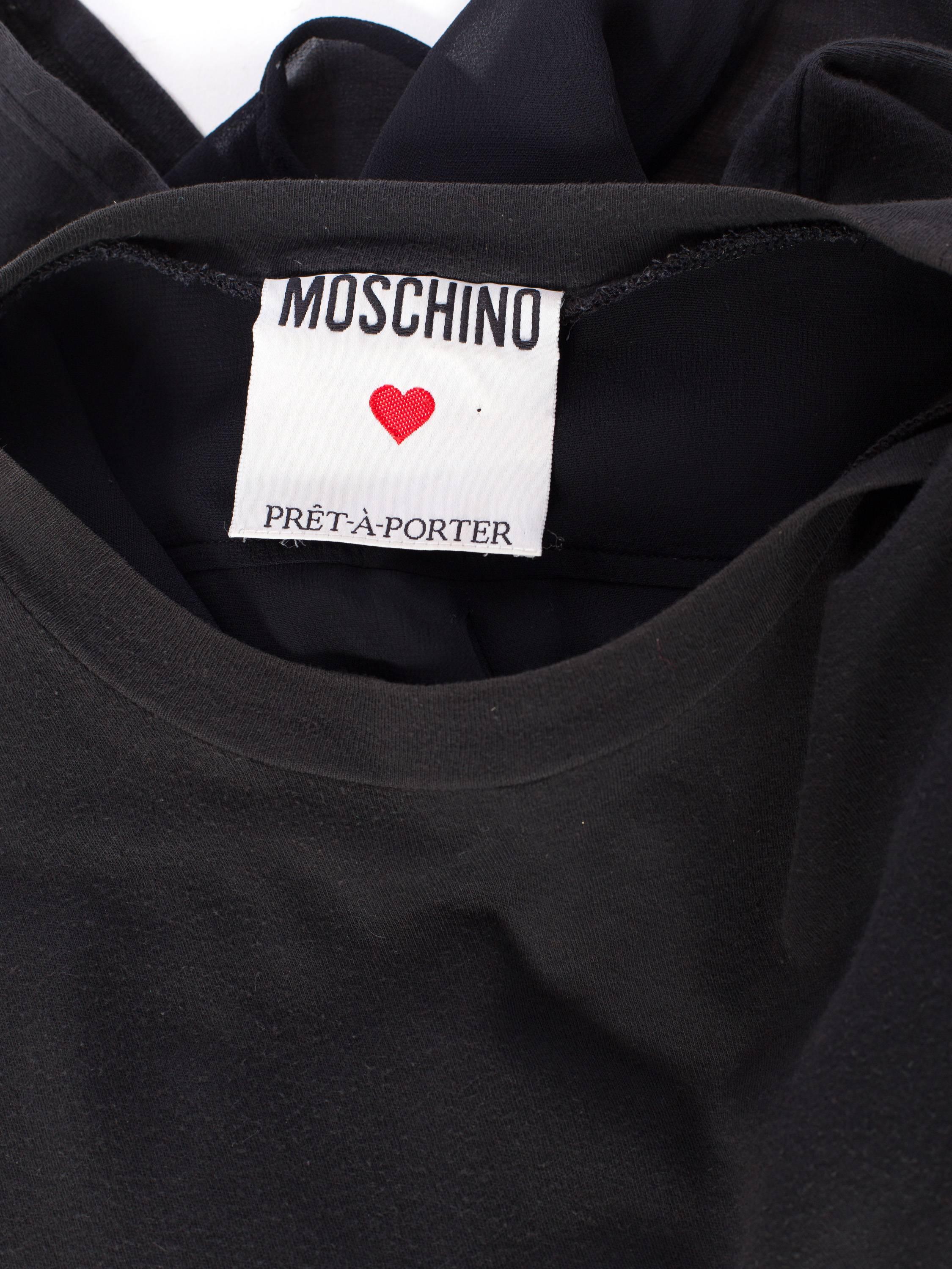 1990S MOSCHINO Black Cotton T-Shirt With Sheer Chiffon Back 7