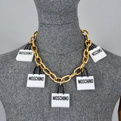 MOSCHINO Shopping Bag Charm Novelty Necklace Resort 2016 Runway
