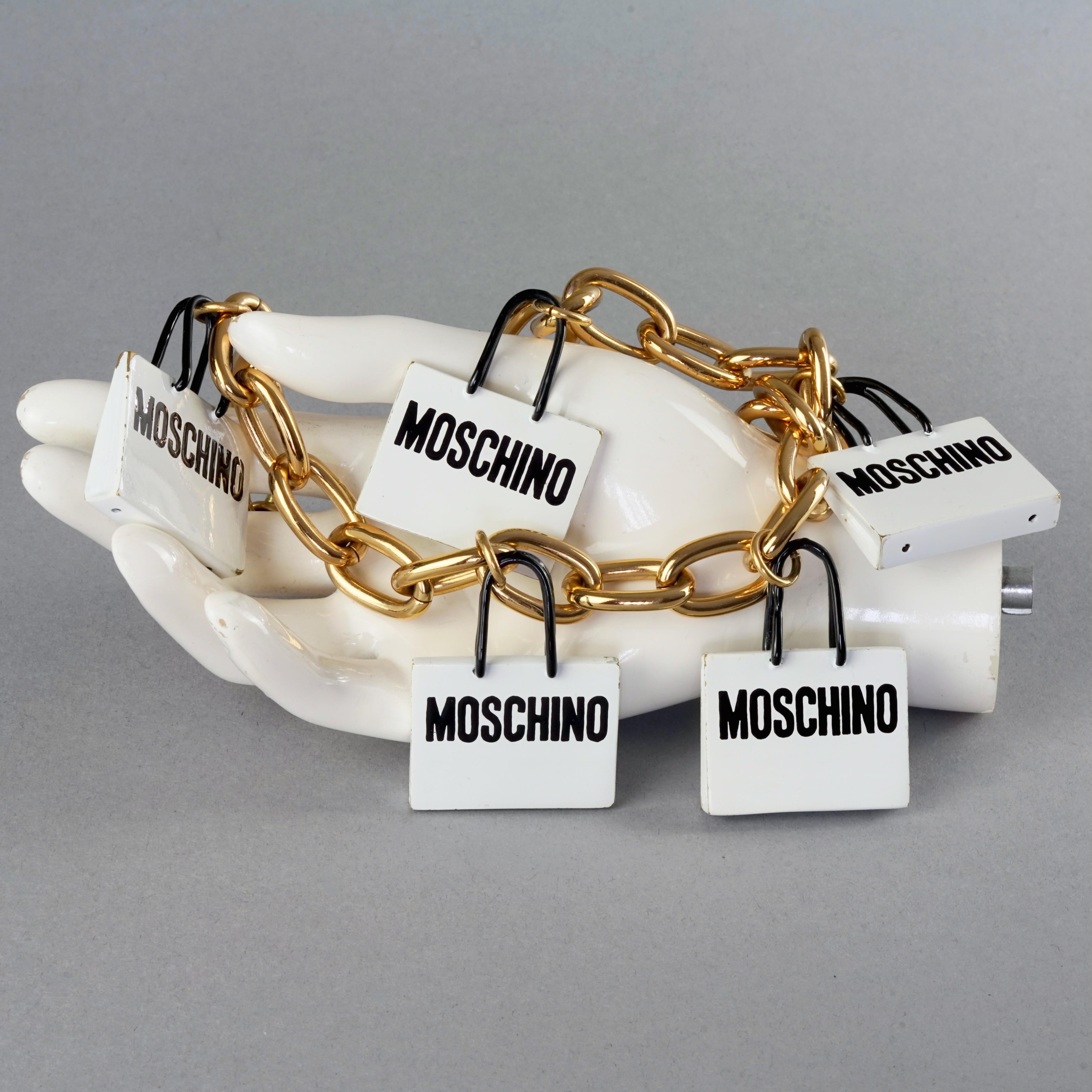 MOSCHINO Shopping Bag Charm Novelty Necklace Resort 2016 Runway For Sale 4