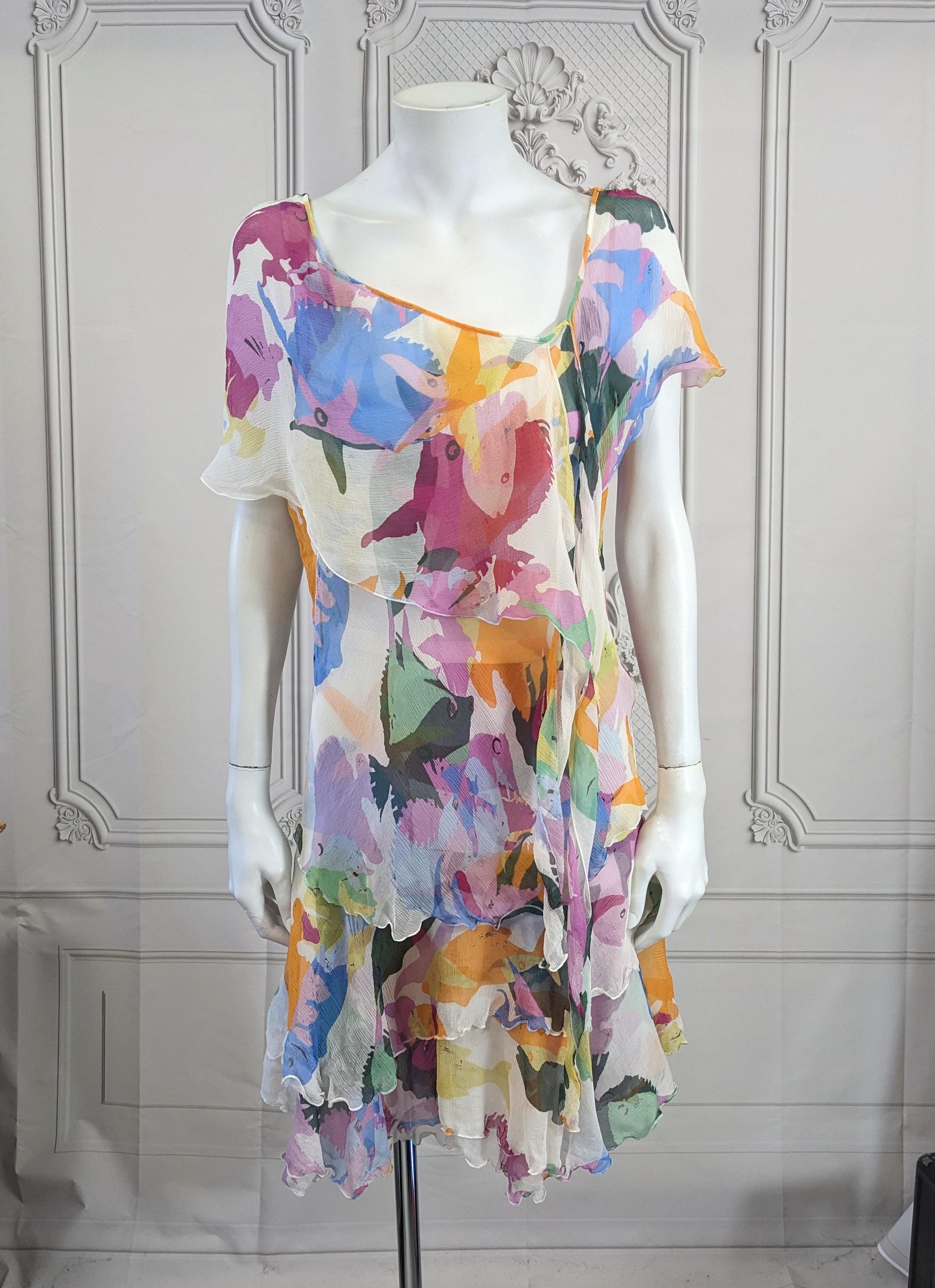 Moschino Silk Chiffon Aquatic Print Set In Good Condition For Sale In New York, NY