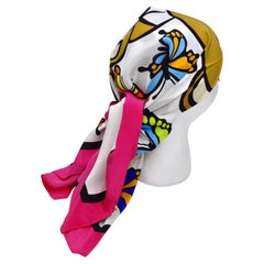 MOSCHINO Silk Scarf TOY BEAR w/Butterflies