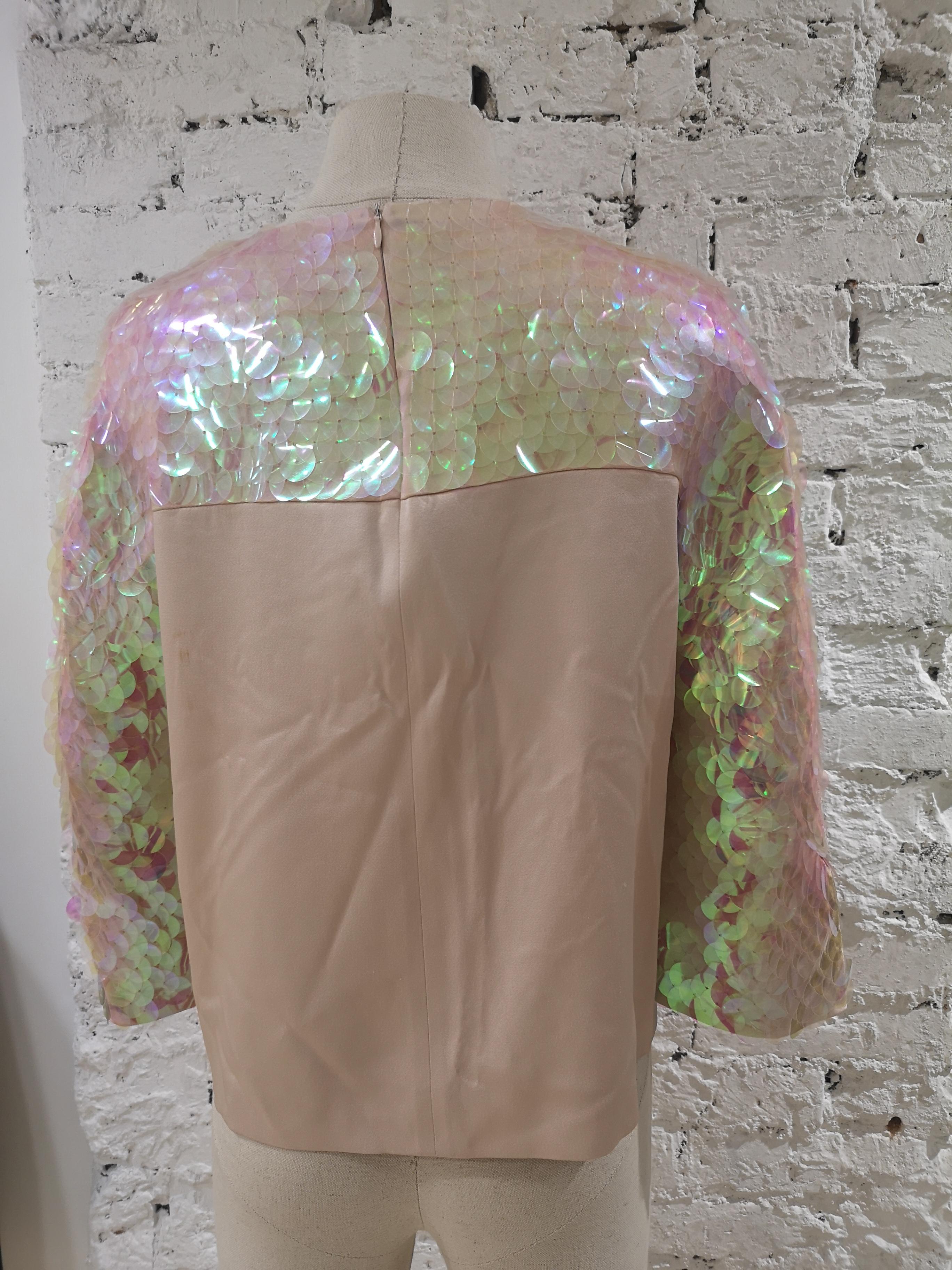 Moschino Seidenhemd mit Paillettenbesatz für den Mund im Angebot 2