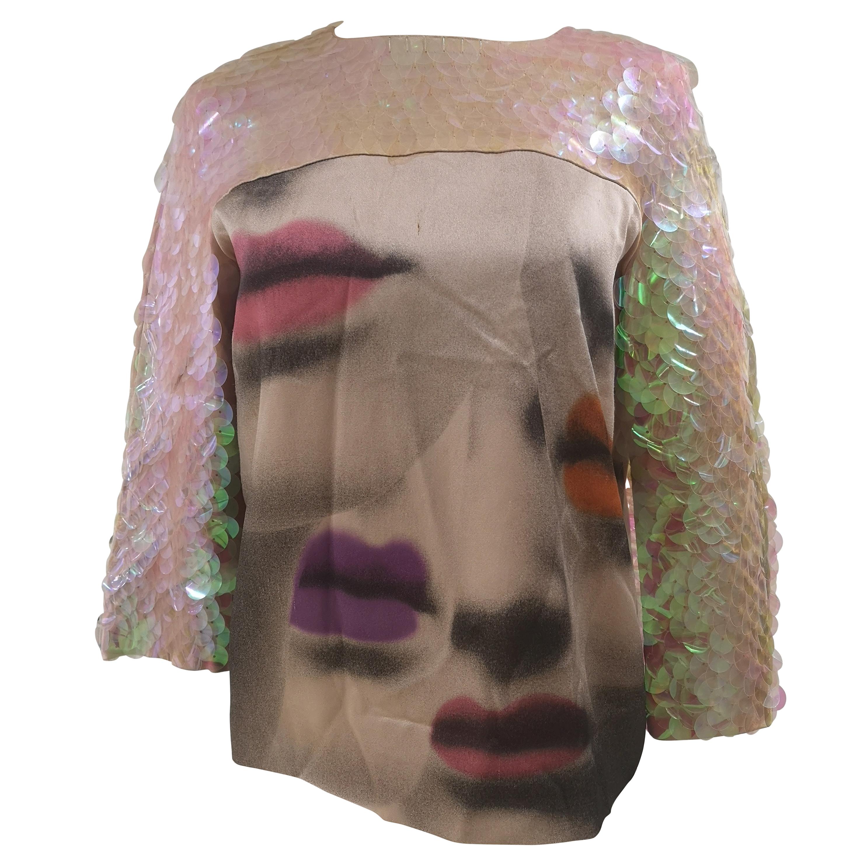 Moschino silk sequins mouth shirt