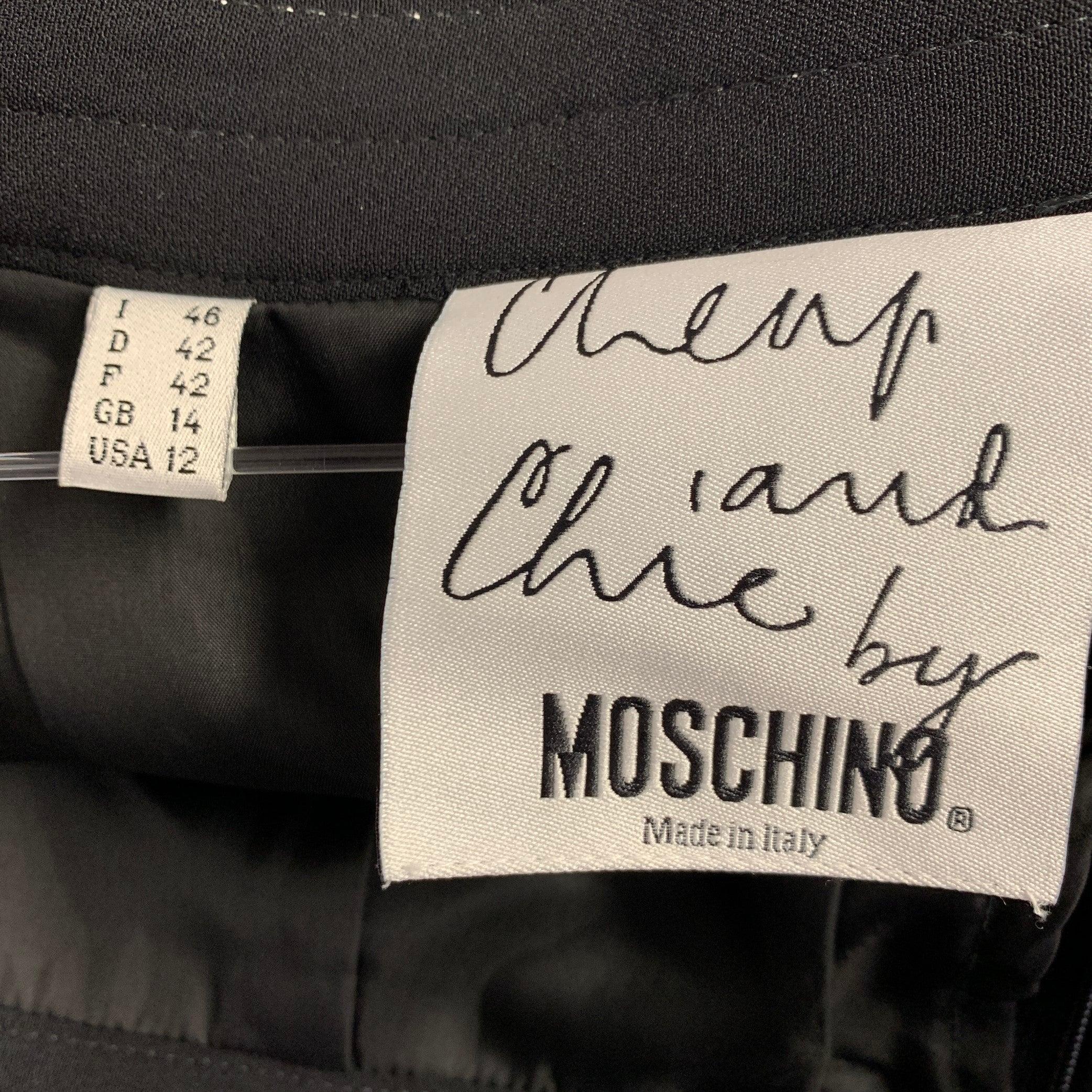 MOSCHINO Size 12 Black White Rayon Blend Contrast Stitch Pencil Skirt In Excellent Condition For Sale In San Francisco, CA