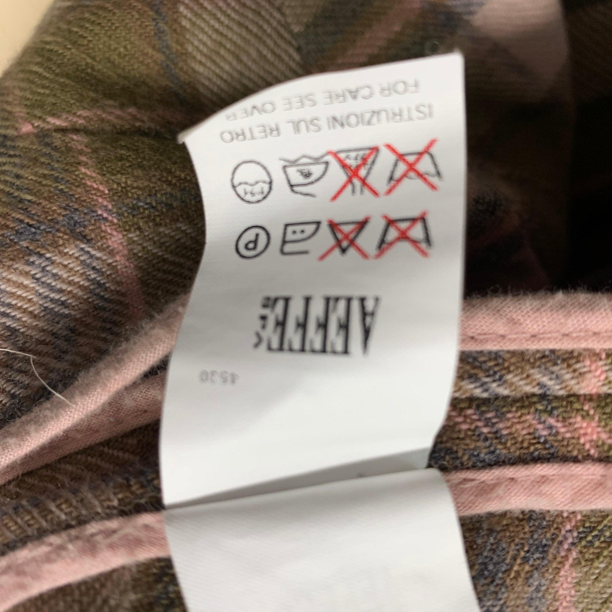 MOSCHINO Size 12 Pink Olive Wool Plaid Raw edge Jacket For Sale 3