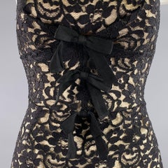 MOSCHINO Size 2 Black Acetate  Rayon Floral Fitted Mini Dress