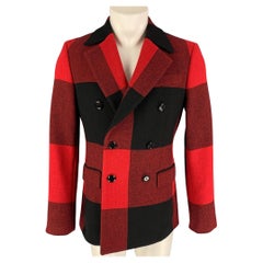 MOSCHINO Size 38 Red Black Checkered Polyamide Blend Jacket