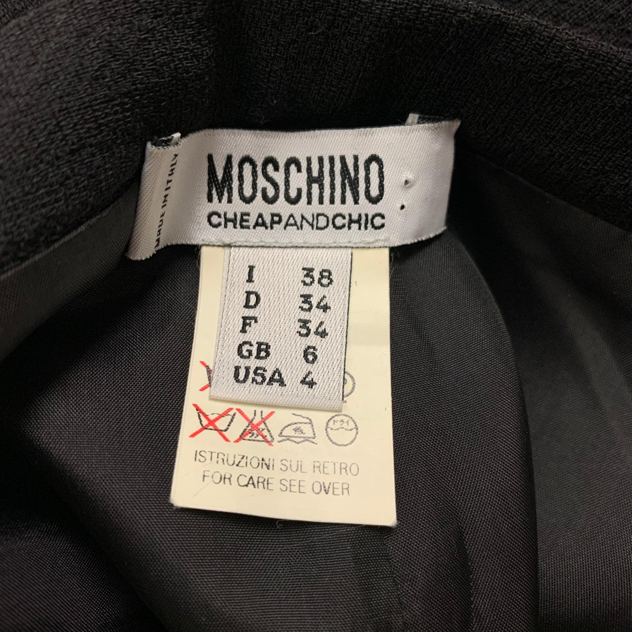 MOSCHINO Jupe crayon texturée en soie noire, taille 4 Bon état - En vente à San Francisco, CA
