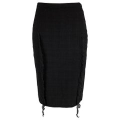 MOSCHINO Jupe crayon texturée en soie noire, taille 4