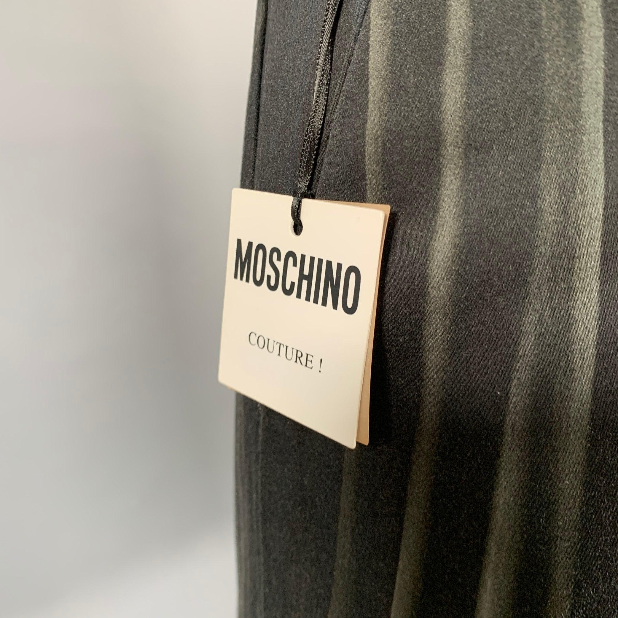 MOSCHINO Size 4 Black Yellow Cotton Blend Print Scalloped Skirt In Excellent Condition For Sale In San Francisco, CA