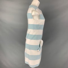 MOSCHINO Size 4 Light Blue & White Cotton and Polyester Stripe Sleeveless Dress