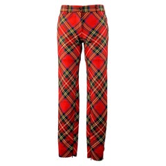 MOSCHINO Size 4 Red Multi-Color Wool Plaid Skinny Casual Pants
