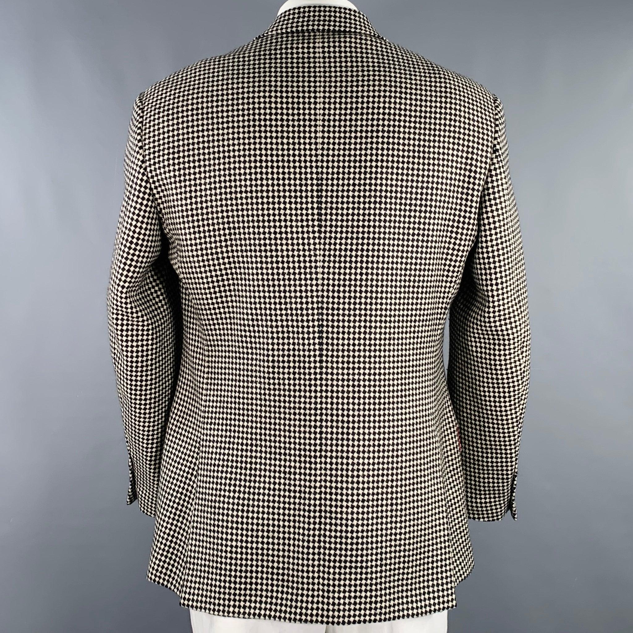Men's MOSCHINO Size 42 Black White Checkered Wool Notch Lapel Sport Coat