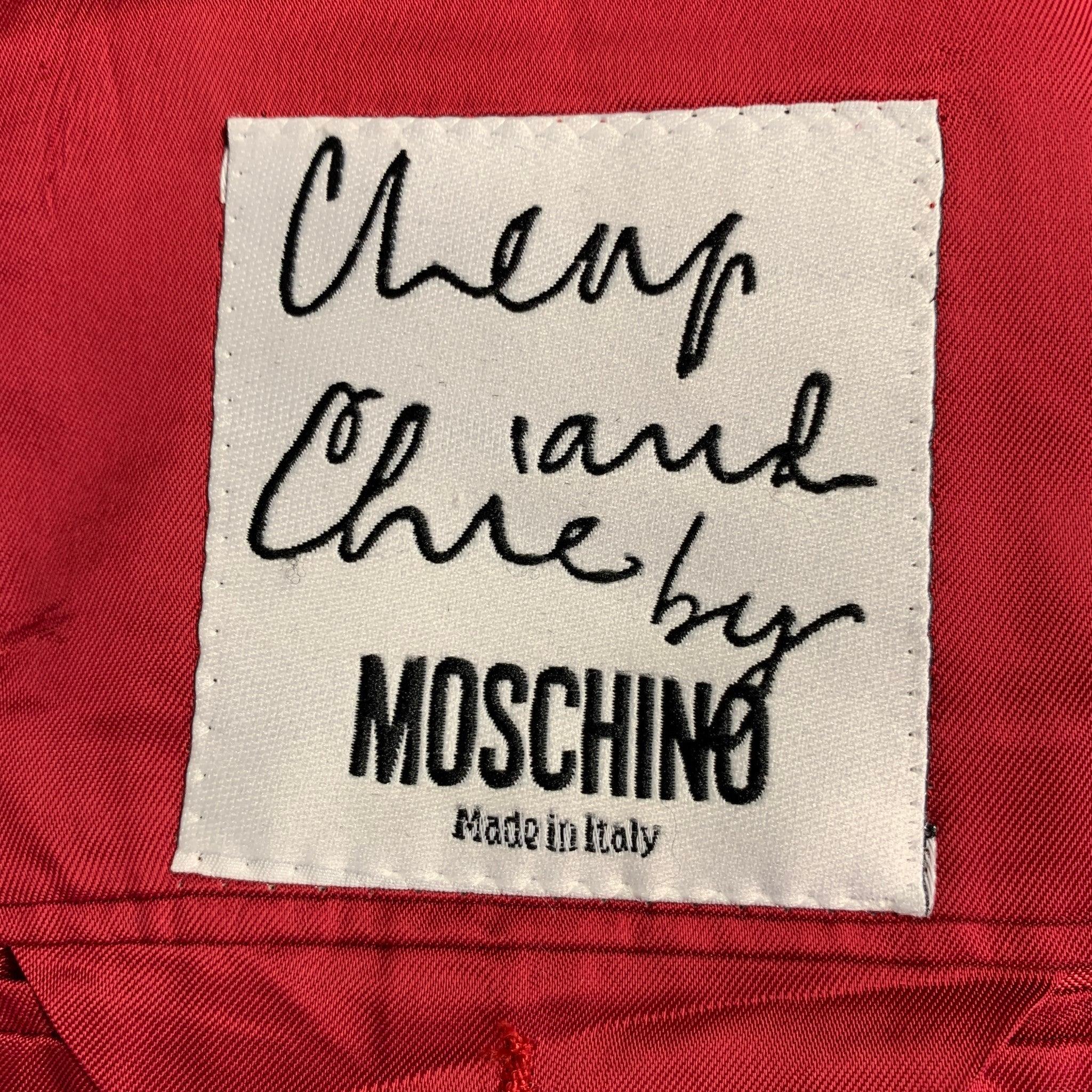 MOSCHINO Size 42 Black White Checkered Wool Notch Lapel Sport Coat 2