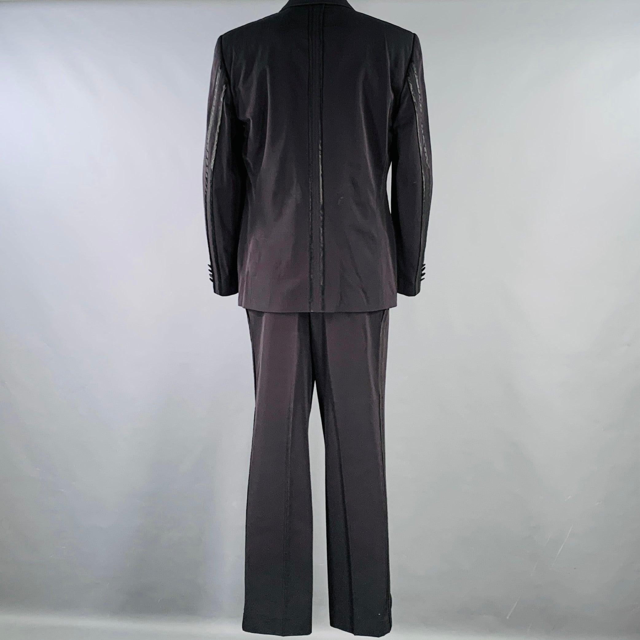 MOSCHINO Size 46 Black Polyamide Blend Notch Lapel Tuxedo In Good Condition In San Francisco, CA