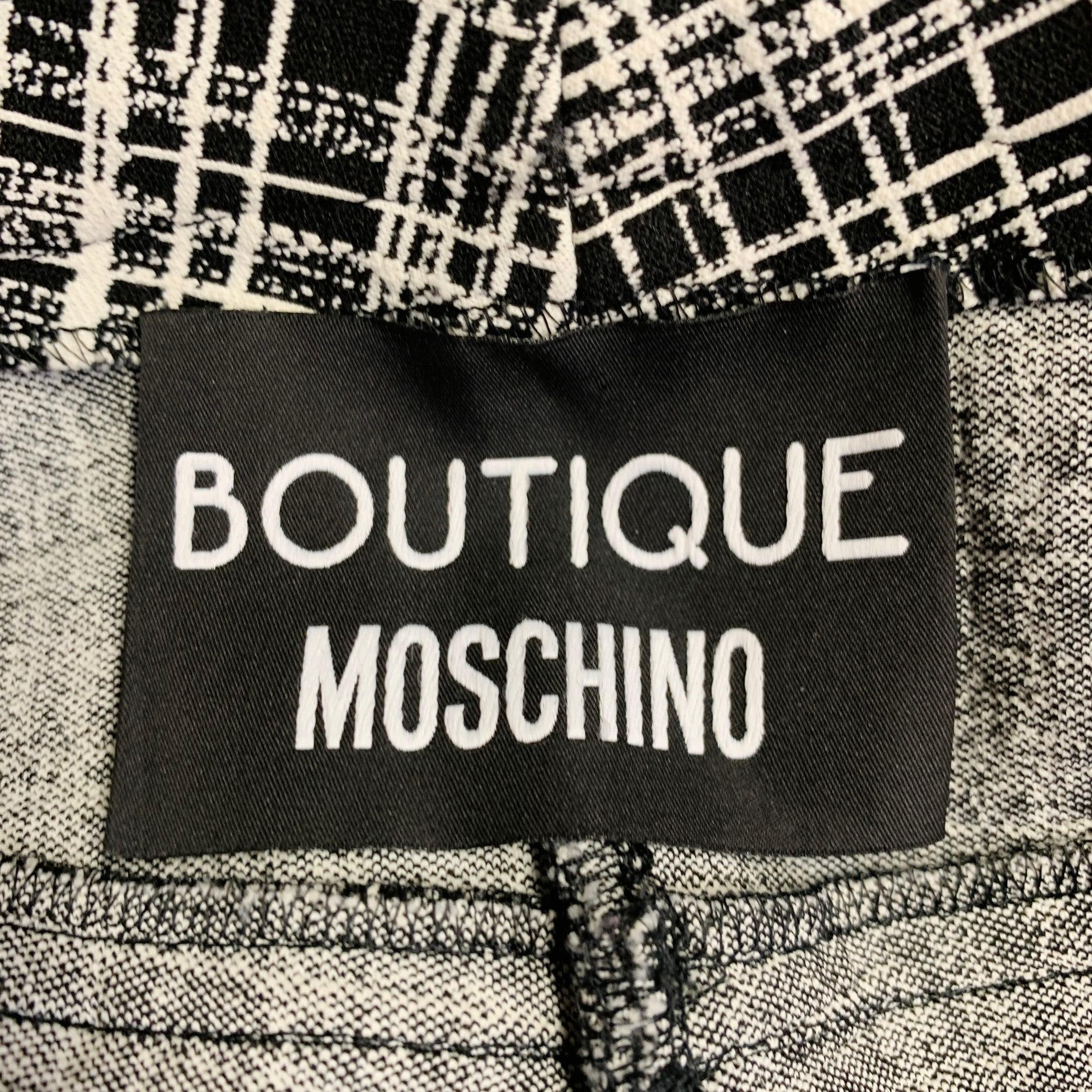 De las mujeres MOSCHINO Talla 6 Negro Blanco Rayón Crosshatch Cinco Bolsillos Skinny Jeans en venta