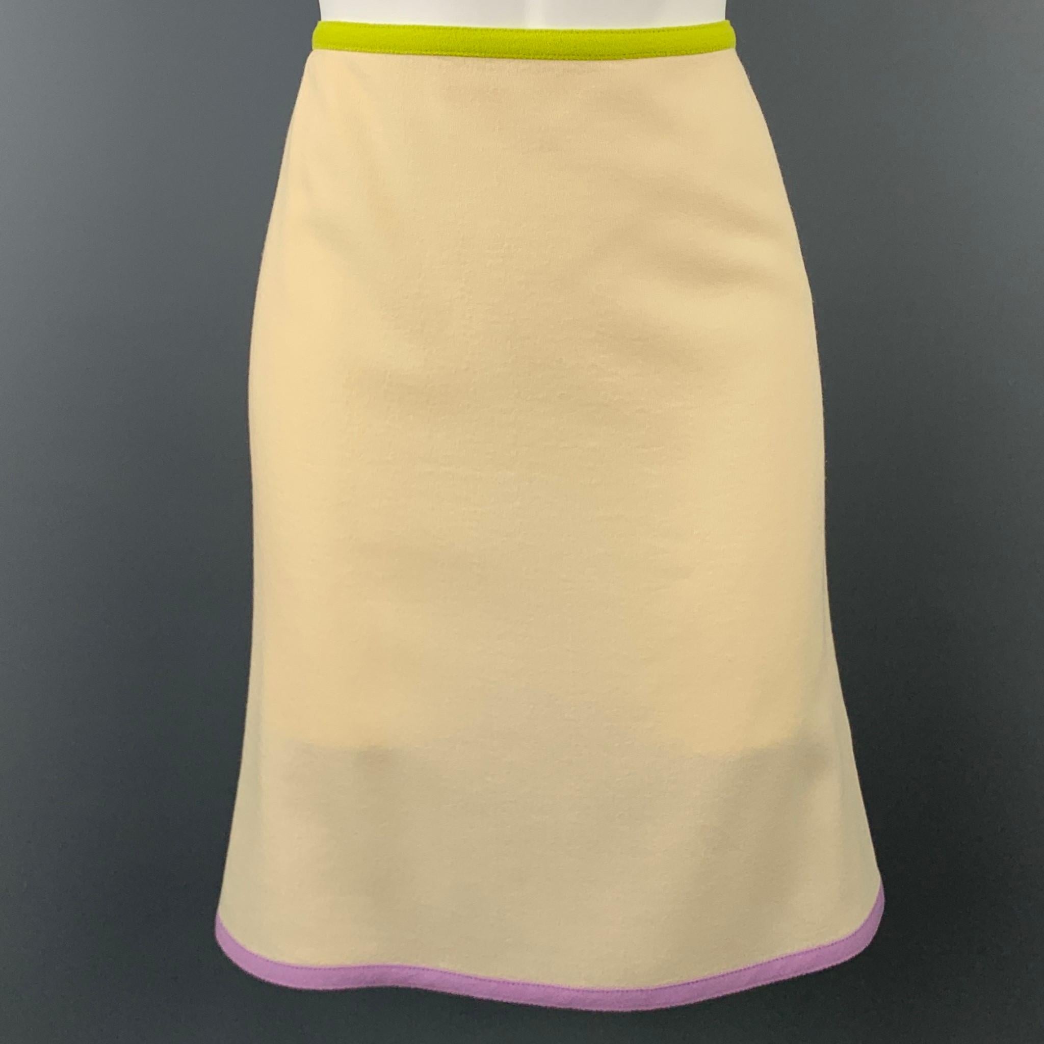Beige MOSCHINO Size 6 Cream Jersey Virgin Wool 3 Piece Skirt Set