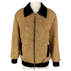 MOSCHINO Size 6 Gold Black Polyester Metallic Zip Up Jacket