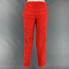 MOSCHINO Size 6 Orange Coral Triacetate Blend Guipure Lace Slim Dress Pants