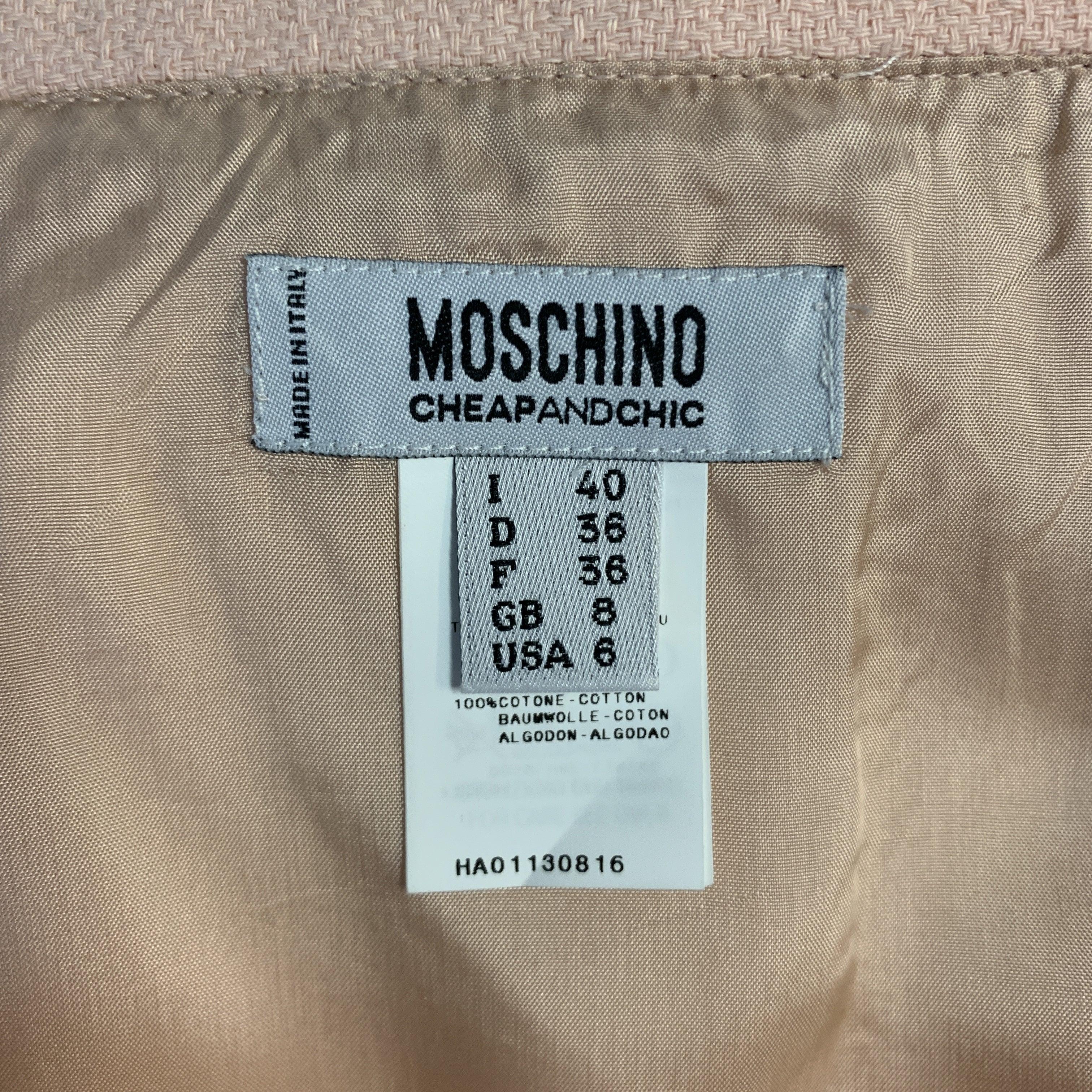 MOSCHINO Size 6 Rose Cotton Floral Embellished  Skirt For Sale 1